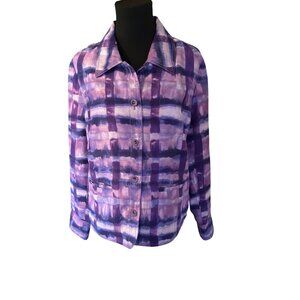 Susan Graver purple and pink check jacket size M